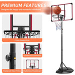 ZUN Portable Basketball Hoop System Stand Height Adjustable 7.5ft - 9.2ft with 32 Inch Backboard and 18664402