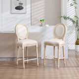 French Country Dining Chairs Set of 2, Upholstered Chairs with Round Back, Wire drawing and carving W3426P324574