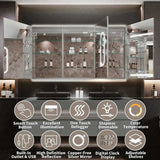 Smart LED Medicine Cabinet with Built-in High-Power Outlet , 66*36inch , Stepless Dimming & Anti-Fog W637P252345