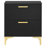 Black and Gold 2-Drawer Rectangular Nightstand B062P145592