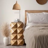 23.62"Height Three-dimensional Embossed Pattern Design Retro Side Table,Retro Wooden Nightstand W75770647