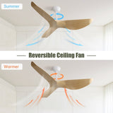 ZUN 52 Inch Indoor Ceiling Fan No Light With 6 Speed Remote Control 3 ABS Blade Reversible DC Motor For W934P200069