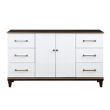 ZUN Contemporary White and Cherry Finish 1pc Dresser of 6x Drawers 2x Shelves Modern Bedroom Furniture B011P149133