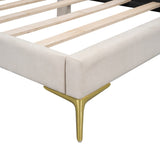 Twin Size Upholstered Daybed with Headboard and Armrest, Support Legs, Beige WF318293AAM