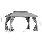 ZUN 10' x 13' Patio Gazebo Canopy, Double Vented Roof, Steel Frame, Curtain Sidewalls, Outdoor Sun Shade W2225142539