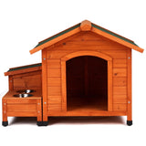 88*106*77cm Wooden Feral Dog House for Outdoor and Indoor, Pet House with Food Bowl& Food Storage 97181304