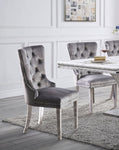 ZUN Contemporary Gray Flannelette 2pcs Side Chairs Button-Tufted Upholstered Dining Chairs Wingback B011P208973