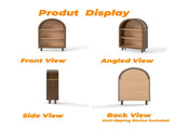 Arched Small Bookcase, Arched Storage Cabinet, Walnut Wooden Modern Arched Top Bookshelf with 3 W2557P428369