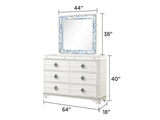 Laguna Modern Style Mirror Made with Wood and Crystal Accents in White B009P270824