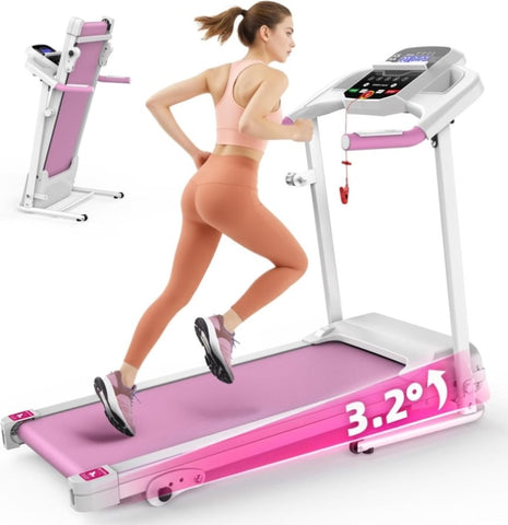 Compact Folding Treadmill for Home - 2.5HP Quiet Brushless Motor, 3-Level Incline, 7.5 MPH, Shock 12501438