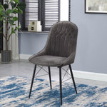 ZUN Grey and Black Tufted Back Dining Chairs B062P182737