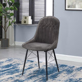 ZUN Grey and Black Tufted Back Dining Chairs B062P182737