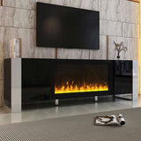 ON-TREND Modern TV Stand 34.2" Non-heating Electric Fireplace, High Gloss Entertainment Center 85586042