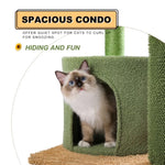 ZUN Cactus Cat Tree Cat Tower with Sisal Covered Scratching Post, Cozy Condo, Plush Perches and Fluffy 93247813