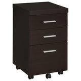 ZUN Cappuccino 3-Drawer Mobile File Cabinet B062P153727