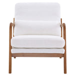 ZUN Oak Armrest Oak Upholstered Teddy Velvet Single Lounge Chair Indoor Lounge Chair Off-White 86558751