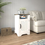 Farmhouse Nightstand Side Table, Wooden Rustic End Table, Tall Bedside Table with Electrical Outlets B082134942