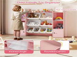 Pink Kids Toy Organizer with 8 Storage Bins, Anti-Tipping Design Open Shelves Cabinet for 3 Years 11264051