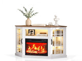 White Washed Cabinet with Vintage Brown Top, 109.5*51*81.3cm, Embossed Particle Board with Melamine 29851052