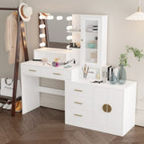 ZUN Large Makeup Vanity with Lights, Vanity Table with Charging Station, Vanity Desk with Mirror and 10 73638677