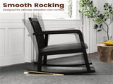 Solid Rubber Wood Rocking Chair, 400 LBS Weight Capacity Indoor Lounge Chair with Linen 90531650