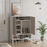 ZUN Shoe Cabinet with Doors, 6-Tier Shoe Storage Cabinet with Shelves, Wooden Shoes Rack Shoe Storage 29715736