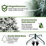 7ft Flocked Christmas Tree with 1514 Tips, Realistic PEPVC Snowy Hinged Tree with Metal Stand, Full 02903371