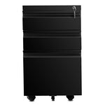 ZUN 3 Drawer File Cabinet with Lock, Steel Mobile Filing Cabinet on Anti-tilt Wheels, Rolling Locking W25270524