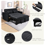 Modern Velvet Loveseat Futon Sofa Couch Pullout Bed, Small Love Seat Lounge Sofa w/Reclining T3411P309451