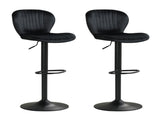 2-Pack Adjustable Height Bar Stools with 360&deg Swivel, Dutch Velvet Upholstered Bar Chai - Black 95222483