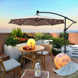 10 ft Outdoor Patio Umbrella Solar Powered LED Lighted Sun Shade Market Waterproof 8 Ribs Umbrella W65690318