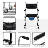 2-in-1 Aluminum Commode Shower Wheelchair Bath/Toilet Use, Adjustable Height , Foldable 55445089