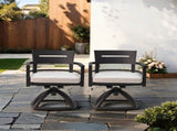 Outdoor Patio Aluminum Swivel Rocker 2PCS with Outdoor-grade Sunbrella Fabric Cushions, Ember Black 88767239