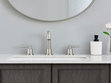Bathroom Faucet 2 Handle Brushed Nickel Bathroom Sink Faucet Widespread 3 Hole 360&deg Swivel Spout 02074434