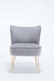 ZUN Hengming Modern velvet chair, armless side chair, metal leg chair, suitable for living room and W212123924