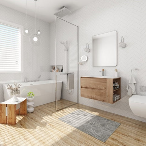 ZUN 30" Wall Mounting Bathroom Vanity With Gel Sink, Soft Close Drawer 12358670