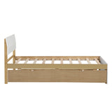 Modern Twin Bed Frame For White High Gloss Headboard and Footboard With Light Oak Trundle W697131327