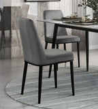 ZUN Sleek Design Gray Velvet Side Chairs Set of 2 Modern Dining Furniture Black Metal Legs B011P146559