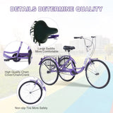 ZUN Adult Tricycle Trikes,3-Wheel Bikes,24 Inch Wheels Cruiser Bicycles with Large Shopping Basket for W101952729