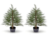 2 Pack 4FT Artificial Potted Trees, Dark Green PE Faux Plants with 342 Open Branch Tips, Black 17839116