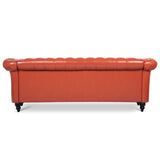 ZUN 84.65" Rolled Arm Chesterfield 3 Seater Sofa W68056682