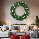 48in Pre-lit Christmas Wreath, Lighted Artificial Xmas Wreath with 150 Cold & Warm White Lights and 54938553
