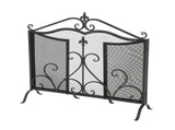Onyx 3-Panel Iron Fireplace Screen 54" x 31.5", Black Finish N775P386819B