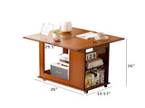 Bamboo folding edge table with movable storage, foldable tabletop suitable for beds and sofas, W2641P454908