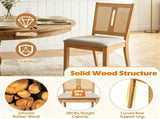 2 Pack Rubber Wood Dining Chairs, PVC Woven Rattan Back Side Chairs with Padded Fabric Seat, 29165042