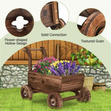 27" Decorative Wooden Wagon Cart with Handle Wheels 37746695