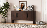 ZUN TREXM 4-Door Large Storage Retro Sideboard with Adjustable Shelves and Long Handles for Kitchen, N715P190423P