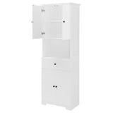 ZUN Tall Bathroom Cabinet with Four Doors, Large Storage Space Open Shelve, Upper Storage Cabinet, White 82111531