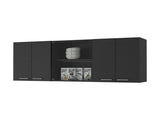 Shelton 59-inch Two Center Glass Doors Wall Cabinet Black Wengue B06280518