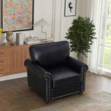 Living Room Sofa Single Seat Chair with Wood Leg Black Faux Leather W1097125450